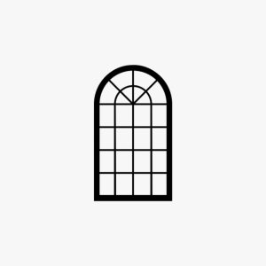 Arched Saginaw Window Flat Icon Vector Illustration